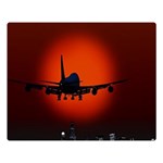 Red Sun Jet Flying Over The City Art Double Sided Flano Blanket (Large)  80 x60  Blanket Front