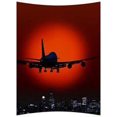 Red Sun Jet Flying Over The City Art Back Support Cushion by Sapixe