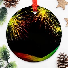 Rainbow Fireworks Celebration Colorful Abstract Round Ornament (two Sides) by Sapixe