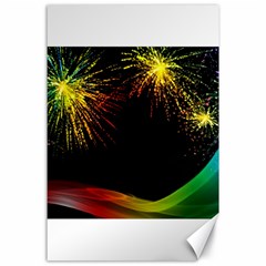 Rainbow Fireworks Celebration Colorful Abstract Canvas 24  X 36  by Sapixe