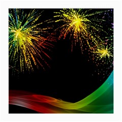 Rainbow Fireworks Celebration Colorful Abstract Medium Glasses Cloth (2-side) by Sapixe