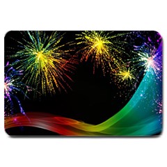 Rainbow Fireworks Celebration Colorful Abstract Large Doormat  by Sapixe