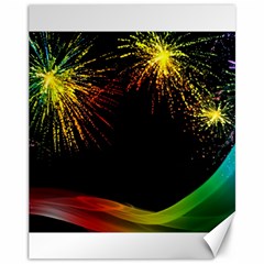 Rainbow Fireworks Celebration Colorful Abstract Canvas 11  X 14   by Sapixe