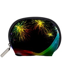 Rainbow Fireworks Celebration Colorful Abstract Accessory Pouches (small)  by Sapixe