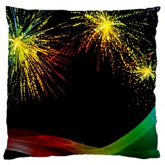 Rainbow Fireworks Celebration Colorful Abstract Large Flano Cushion Case (two Sides) by Sapixe