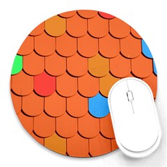 Roof Brick Colorful Red Roofing Round Mousepads by Sapixe