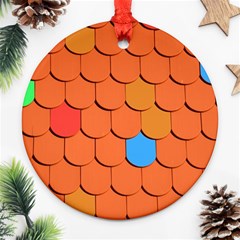 Roof Brick Colorful Red Roofing Ornament (round) by Sapixe