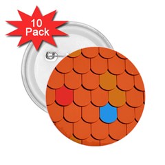 Roof Brick Colorful Red Roofing 2 25  Buttons (10 Pack)  by Sapixe