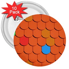 Roof Brick Colorful Red Roofing 3  Buttons (10 Pack)  by Sapixe