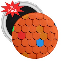 Roof Brick Colorful Red Roofing 3  Magnets (10 Pack)  by Sapixe