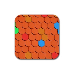 Roof Brick Colorful Red Roofing Rubber Coaster (square)  by Sapixe