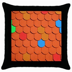 Roof Brick Colorful Red Roofing Throw Pillow Case (black) by Sapixe