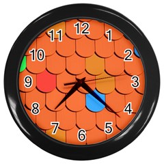 Roof Brick Colorful Red Roofing Wall Clocks (black) by Sapixe