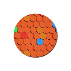 Roof Brick Colorful Red Roofing Rubber Round Coaster (4 Pack)  by Sapixe