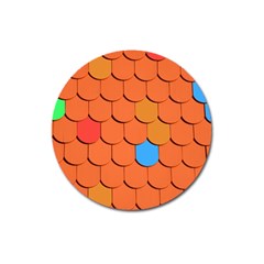 Roof Brick Colorful Red Roofing Magnet 3  (round) by Sapixe