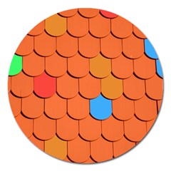 Roof Brick Colorful Red Roofing Magnet 5  (round) by Sapixe