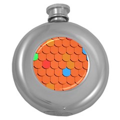 Roof Brick Colorful Red Roofing Round Hip Flask (5 Oz) by Sapixe