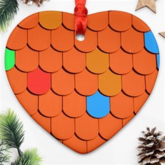 Roof Brick Colorful Red Roofing Heart Ornament (two Sides) by Sapixe