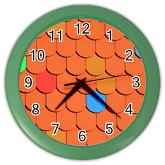 Roof Brick Colorful Red Roofing Color Wall Clocks by Sapixe