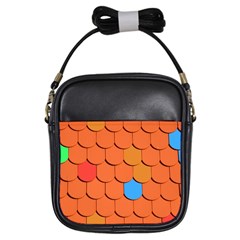 Roof Brick Colorful Red Roofing Girls Sling Bags by Sapixe