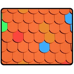 Roof Brick Colorful Red Roofing Double Sided Fleece Blanket (medium)  by Sapixe