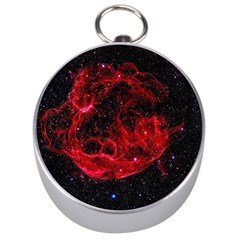 Red Nebulae Stella Silver Compasses by Sapixe