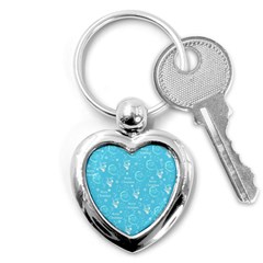 Santa Christmas Collage Blue Background Key Chains (heart)  by Sapixe