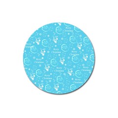 Santa Christmas Collage Blue Background Magnet 3  (round) by Sapixe