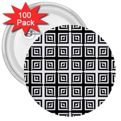 Seamless Pattern Background Black And White 3  Buttons (100 Pack)  by Sapixe