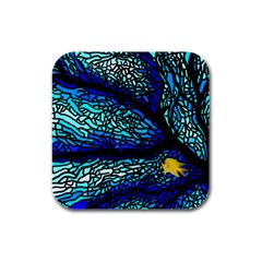 Sea Fans Diving Coral Stained Glass Rubber Square Coaster (4 Pack)  by Sapixe