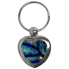 Sea Fans Diving Coral Stained Glass Key Chains (heart)  by Sapixe