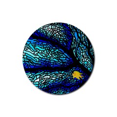 Sea Fans Diving Coral Stained Glass Rubber Coaster (round)  by Sapixe