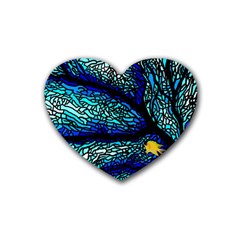 Sea Fans Diving Coral Stained Glass Rubber Coaster (heart)  by Sapixe