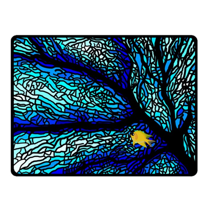 Sea Fans Diving Coral Stained Glass Double Sided Fleece Blanket (Small) 