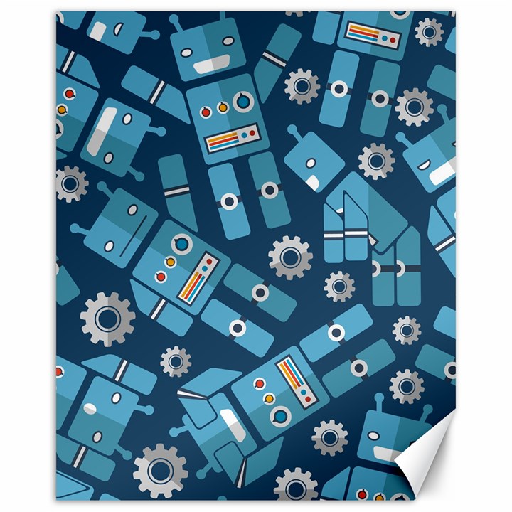 Seamless Pattern Robot Canvas 16  x 20  