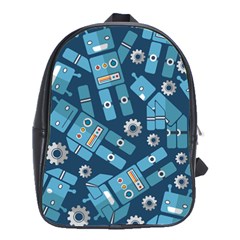 Seamless Pattern Robot School Bag (large)