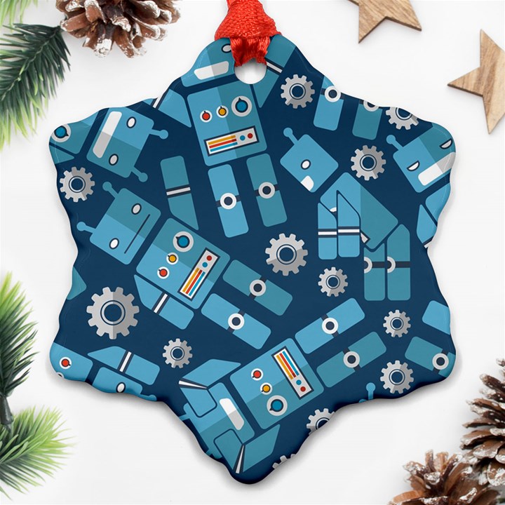 Seamless Pattern Robot Ornament (Snowflake)