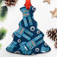 Seamless Pattern Robot Christmas Tree Ornament (two Sides) by Sapixe