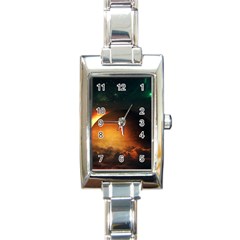 Saturn Rings Fantasy Art Digital Rectangle Italian Charm Watch by Sapixe