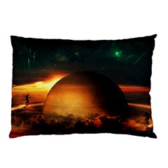 Saturn Rings Fantasy Art Digital Pillow Case by Sapixe