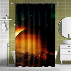 Saturn Rings Fantasy Art Digital Shower Curtain 48  X 72  (small)  by Sapixe