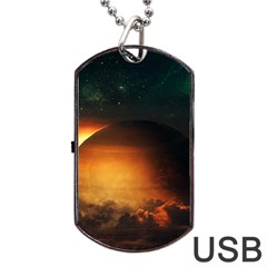 Saturn Rings Fantasy Art Digital Dog Tag Usb Flash (one Side) by Sapixe