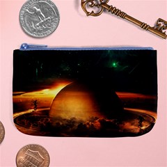 Saturn Rings Fantasy Art Digital Large Coin Purse by Sapixe