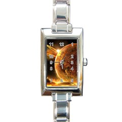 Sci Fi Planet Rectangle Italian Charm Watch