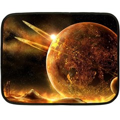 Sci Fi Planet Double Sided Fleece Blanket (mini)  by Sapixe