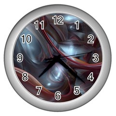 Shells Around Tubes Abstract Wall Clocks (Silver) 