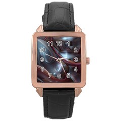 Shells Around Tubes Abstract Rose Gold Leather Watch 