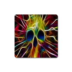 Skulls Multicolor Fractalius Colors Colorful Square Magnet by Sapixe