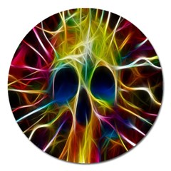 Skulls Multicolor Fractalius Colors Colorful Magnet 5  (round) by Sapixe