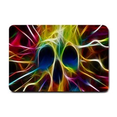 Skulls Multicolor Fractalius Colors Colorful Small Doormat  by Sapixe